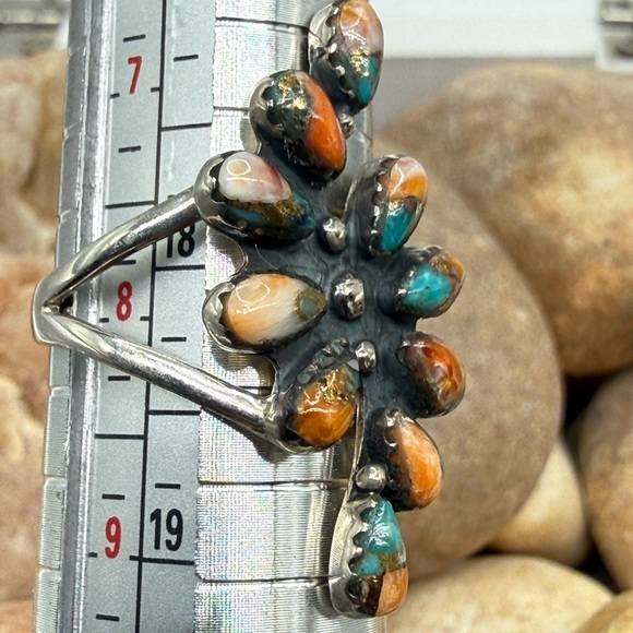Southwestern Spiny Oyster Turquoise 925 Silver Ring Sz 8 Sante Fe Style NWT - Picture 11 of 17